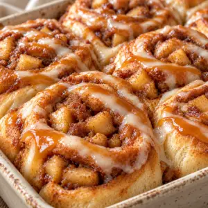 Caramel Apple Cinnamon Rolls- Caramel Apple Cinnamon Rolls Gooey, warm cinnamon rolls with caramel and simple powdered sugar glaze or cream cheese frosting.