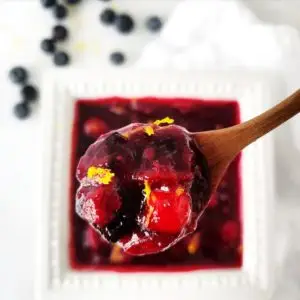 Thanksgiving, Desserts, Stovetop homemade cranberry blueberry sauce Blueberries |Brown Sugar |Cinnamon Stick |Cranberry |Maple Syrup
