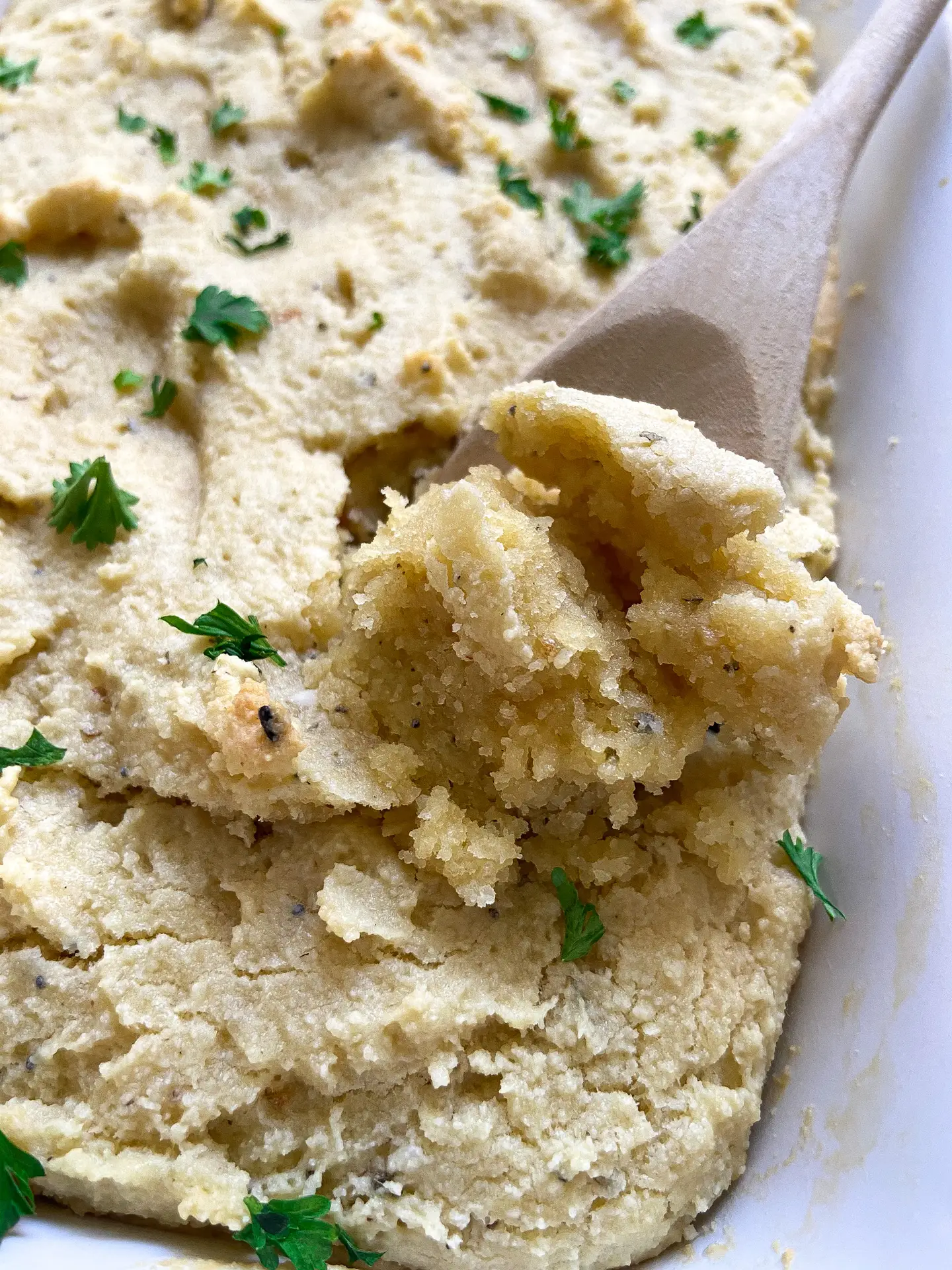 Cornbread dressing baked in dish — Sugar Face Bakes