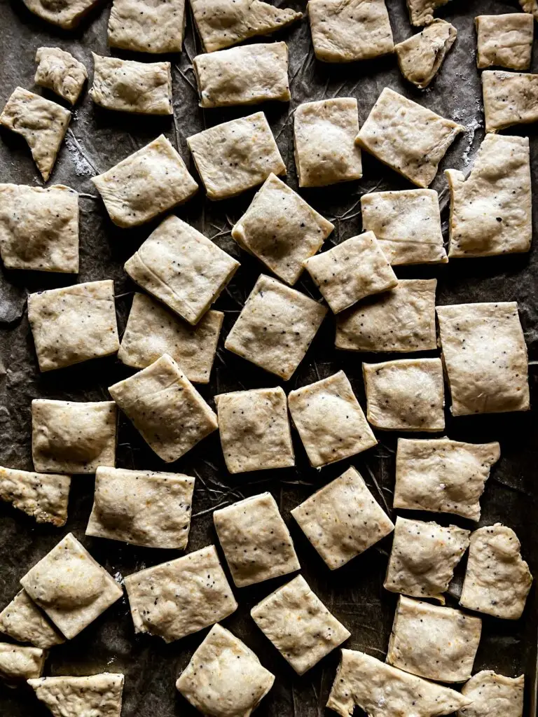 Thin baked crackers texture