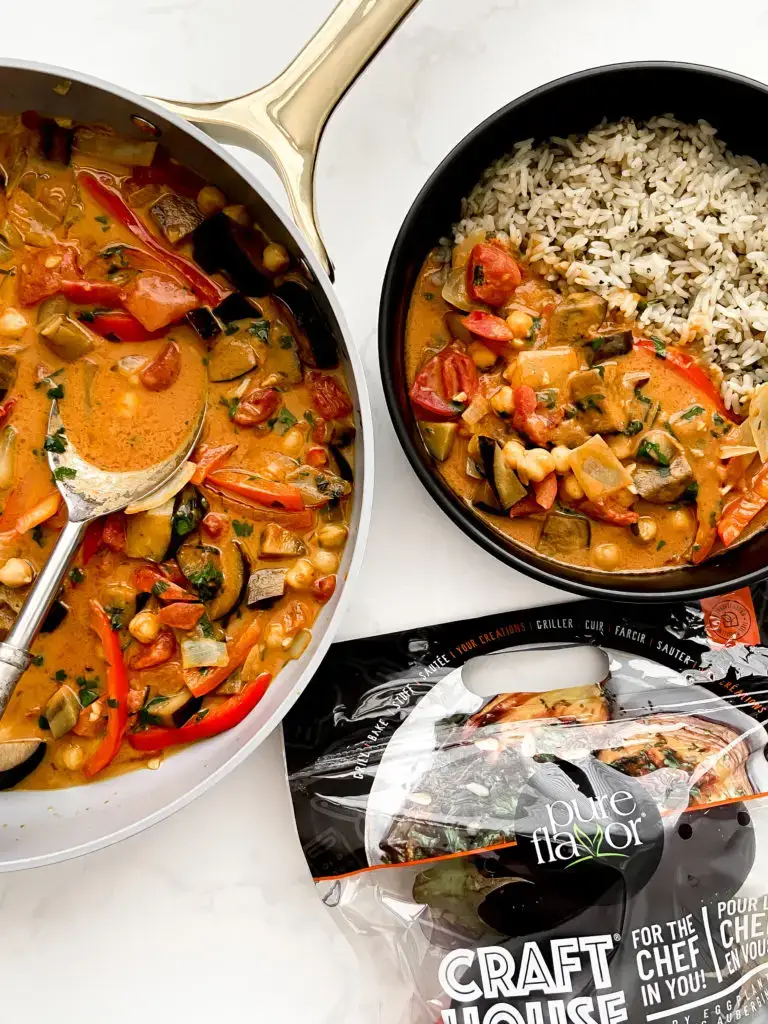Creamy one pot eggplant curry with chickpeas and fresh cilantro — Sugar Face Bakes