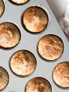 Muffins, Desserts, High-Protein Recipes blueberry muffins Baking Powder |Baking Soda |Blueberries |Cinnamon |Coarse Sugar