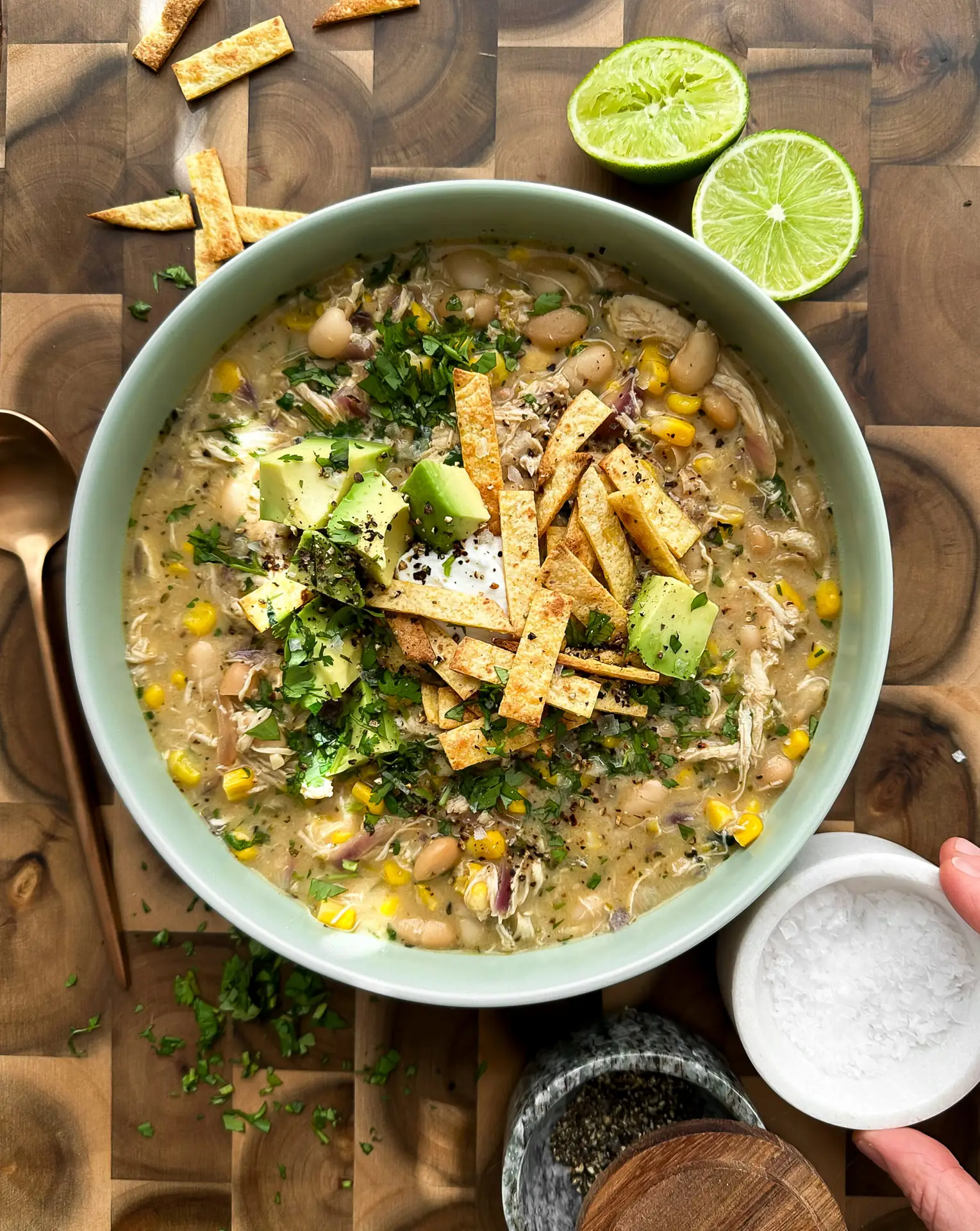 white chicken chili- White chicken chili Chicken, Dinner, Stovetop white chicken chili Avocado |Black Pepper |Chicken Stock |Cilantro |Corn