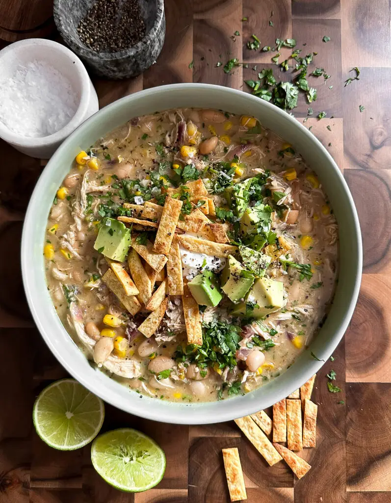 White chicken chili creamy bowl — Sugar Face Bakes