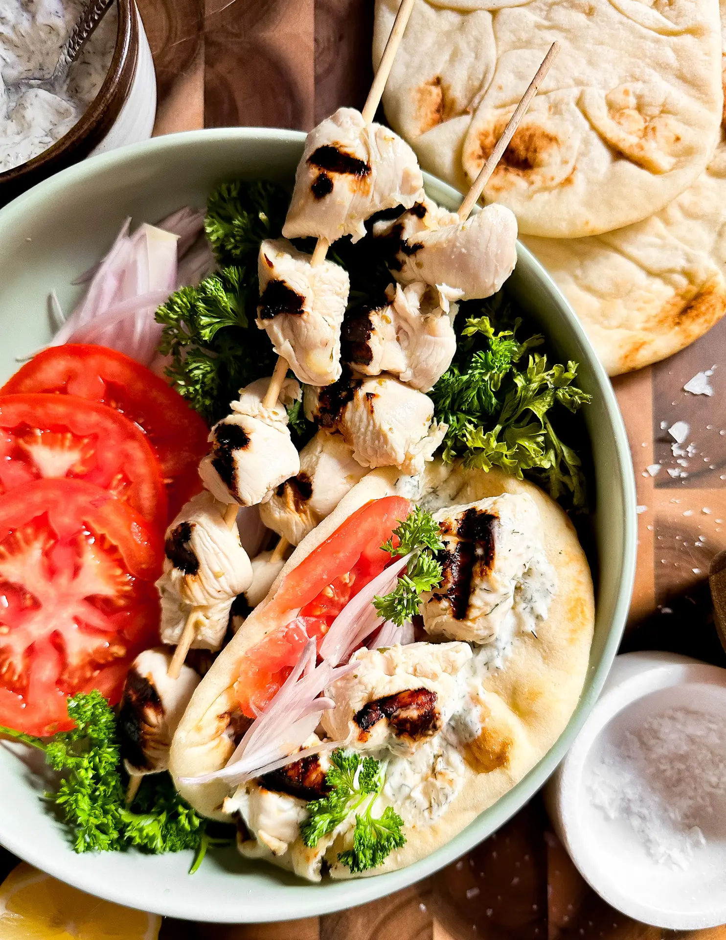greek chicken souvlaki- GREEK CHICKEN SOUVLAKI Chicken, Dinner, Grilled greek chicken souvlaki Chicken breast or thighs |Garlic |Lemon Juice |Olive Oil |Oregano