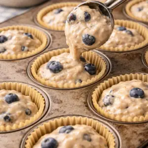 Mixing batter for high protein blueberry muffins