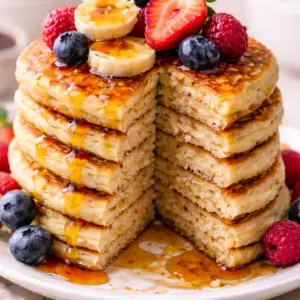 Breakfast, High-Protein Recipes, Kid Friendly Recipes eggless pancakes Baking Powder |Butter |Cottage Cheese |Flour |Granulated Sugar