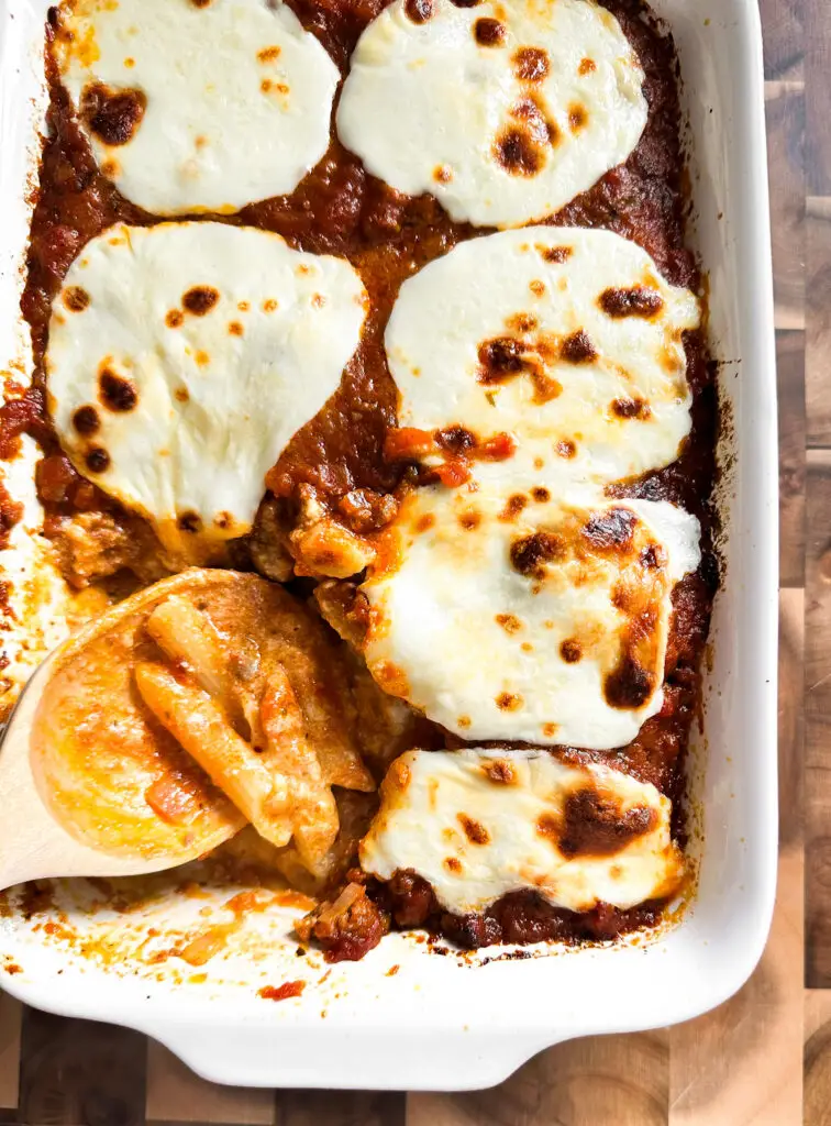 Easy Cheesy Baked Ziti perfect weeknight dinner
