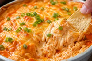 cauliflower cheese tots- Baked Cauliflower Cheese Tots Close-up of creamy buffalo chicken dip with melted cheese and shredded chicken being scooped with a tortilla chip, topped with green onions