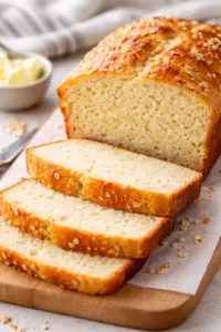 carrot cake cottage cheese- Carrot Cake Cottage Cheese Overnight Oats Close-up of soft and fluffy cottage cheese bread with a golden crust and tender crumb, sliced on a wooden board, high-protein homemade bread recipe
