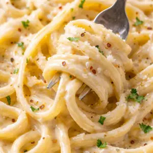 Creamy cottage cheese pasta sauce blended until smooth