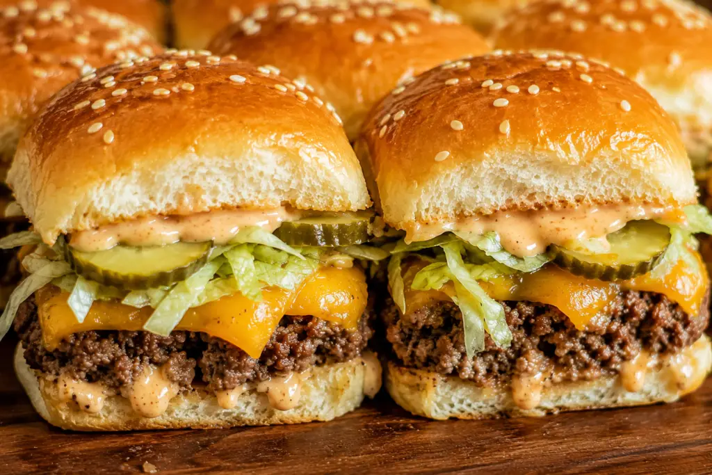 Big Mac ground beef Hawaiian Roll Sliders