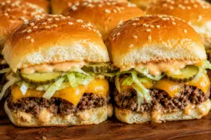 Big Mac ground beef Hawaiian Roll Sliders