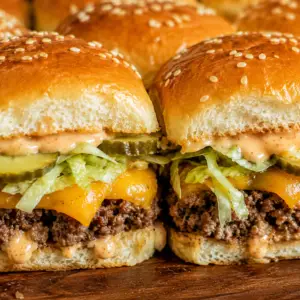 Big Mac ground beef Hawaiian Roll Sliders