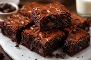chocolate fudge- Classic Chocolate Fudge bakery-style brownies baked and sprinkled with sea salt