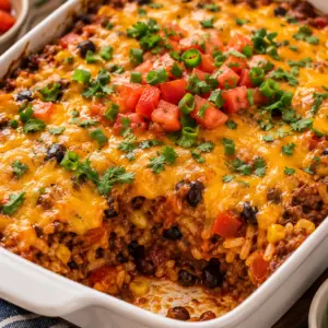 mexican ground beef casserole- Cheesy Mexican Ground Beef Casserole Mexican casserole with rice and toppings, no tortillas.