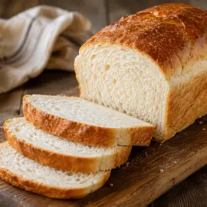 eggless bread- Eggless Bread Freshly baked eggless bread loaf sliced on a rustic wooden cutting board, featuring a golden crust and soft, fluffy interior.