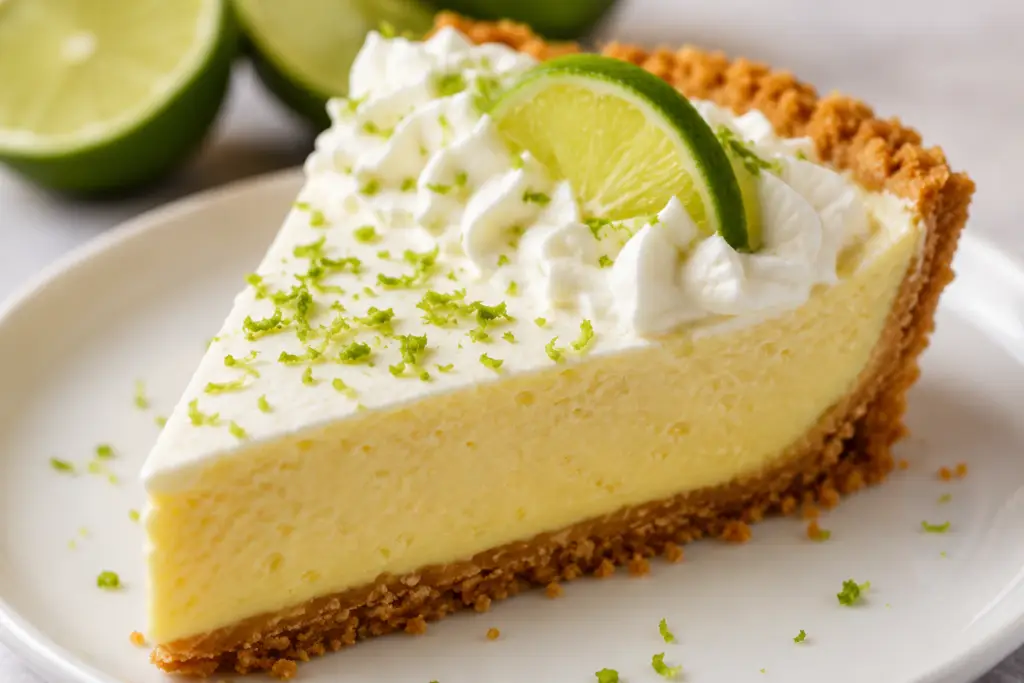Prepared graham cracker pie crust pressed into a glass pie dish before adding the key lime filling.