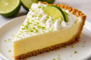 Prepared graham cracker pie crust pressed into a glass pie dish before adding the key lime filling.