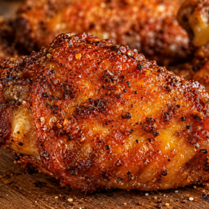 Homemade chicken wing seasoning with smoked paprika, garlic powder, onion powder, brown sugar, black pepper, mustard, and cayenne in a rustic ceramic bowl.