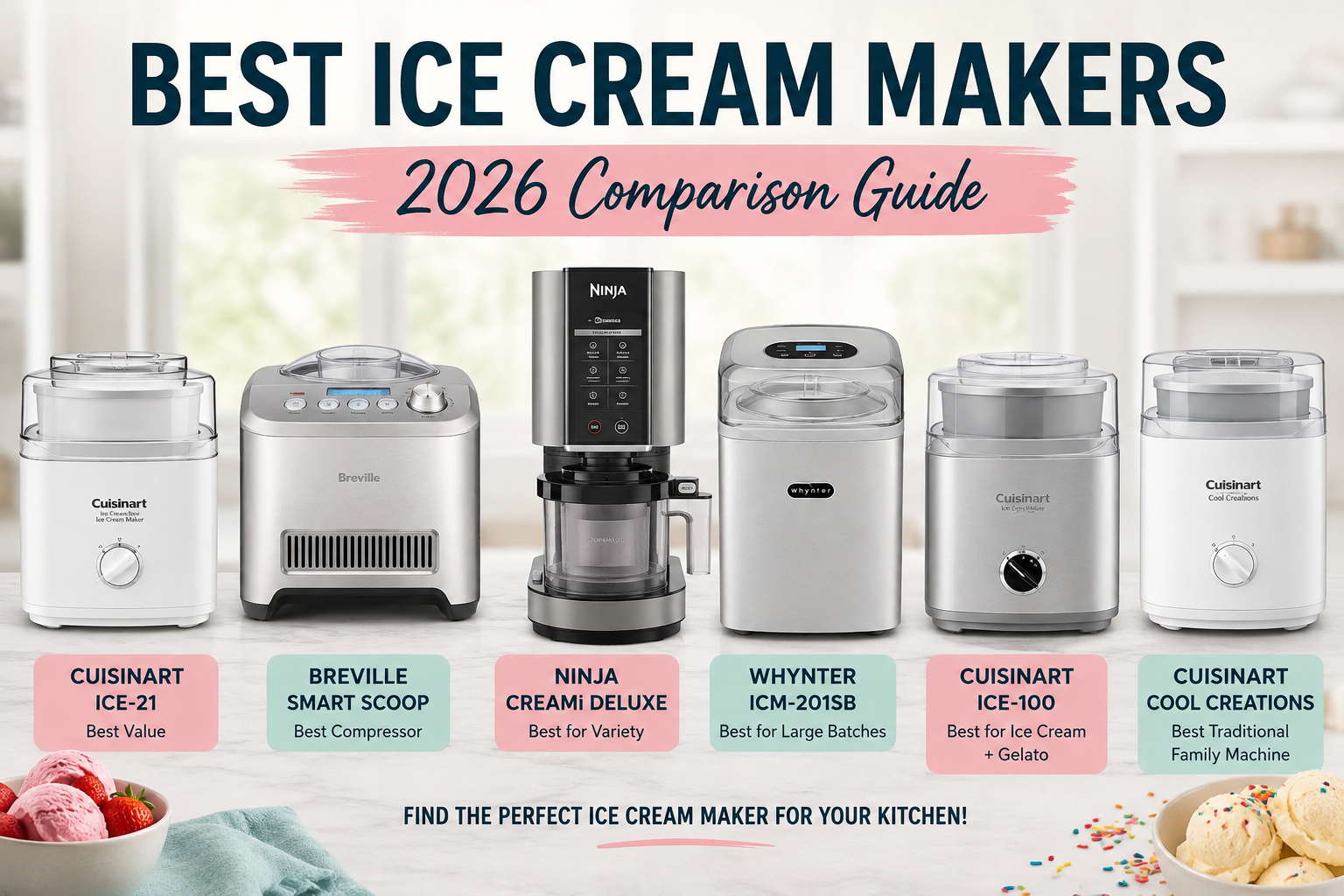 best ice cream makers 2026- Best Ice Cream Makers 2026: The Best Machines for Homemade Ice Cream Best ice cream makers of 2026 compared side by side, including Cuisinart, Breville, Ninja CREAMi and Whynter models.