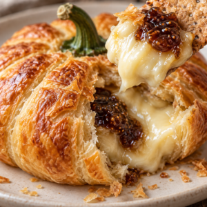 pumpkin-shaped baked brie- Pumpkin-Shaped Baked Brie in Puff Pastry Appetizers, Fall, Halloween, Thanksgiving, Winter pumpkin-shaped baked brie